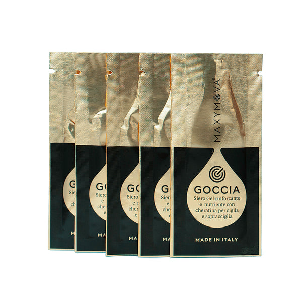 Goccia D'Oro 5 SOBRES - Serum dorado para tratamiento de pestañas y cejas - MAXYMOVA