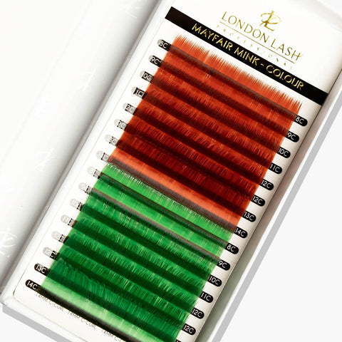 Extensiones de pestañas de imitación de visón de color marrón rojizo o verde